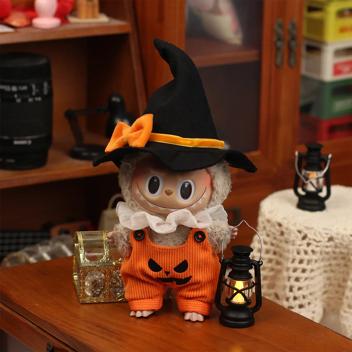 New Halloween Labubu Clothes Cute Witch Dress Pumpkin Belt Pants Ghost Outfit Mini Plush Doll Clothing Fashion Doll Accessories