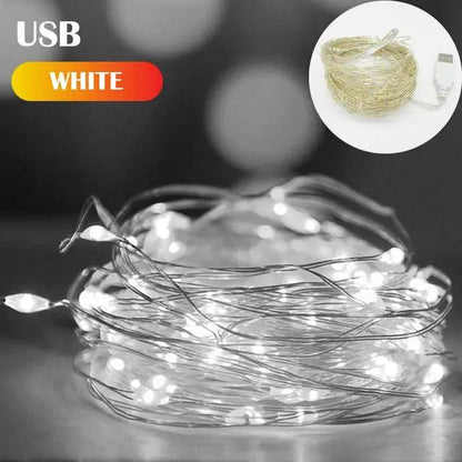 5 Colors LED Outdoor Light String Fairy Garland Battery Power Copper Wire Lights for Christmas Festoon Party Wedding
