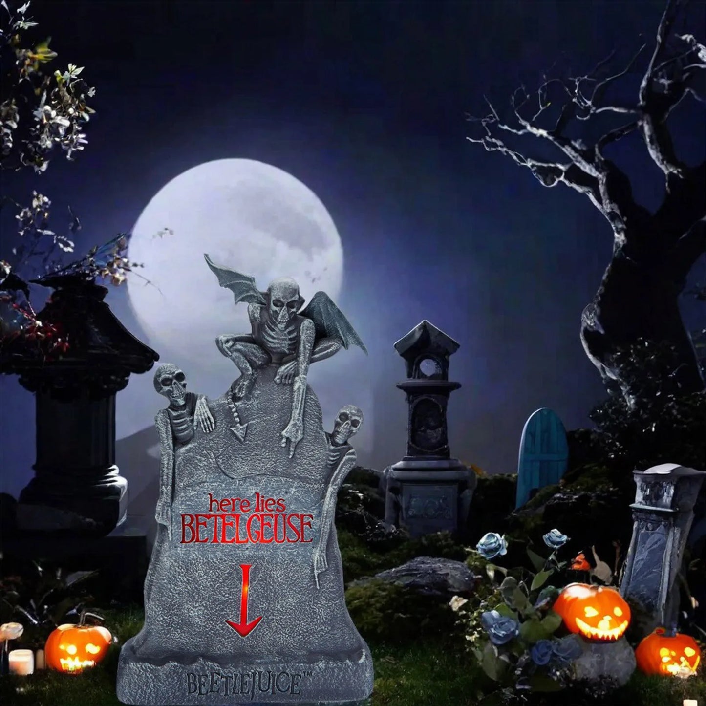 2024 Halloween Home Decoration Luminous Resin Skeleton Tombstone Graveyard Decor Skeleton Horror Haunted House Party Prank