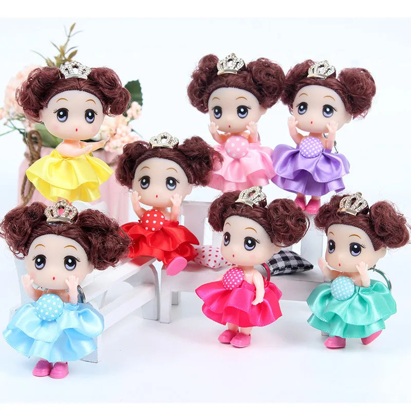 9CM Multi Styles Fashion Princess Doll Creative Enamel Doll Wedding Dress Girl Doll Key ChainToy Gift for Kids Children