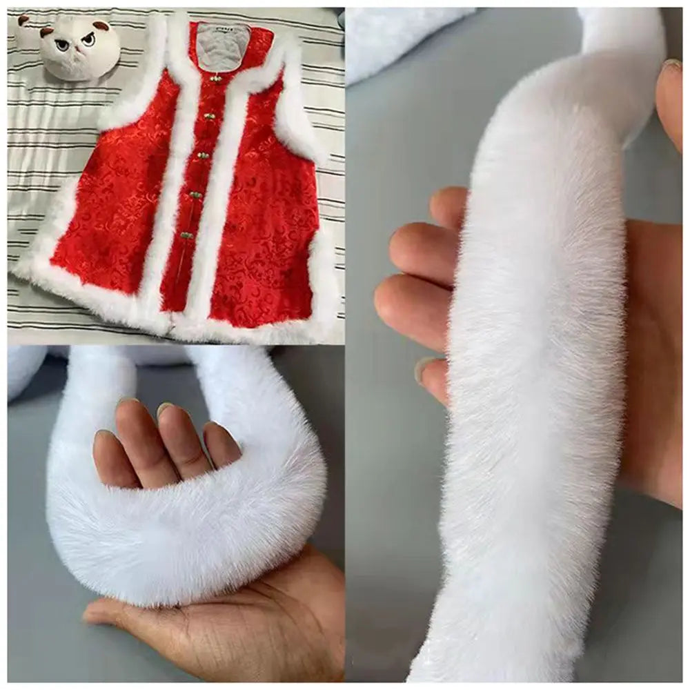 Christmas Tree Furry Fluffy Pink Faux Rabbit Fur Trimming Ribbon Wedding Dress Shawl Decorative Crafts Feathers Fancy Dress