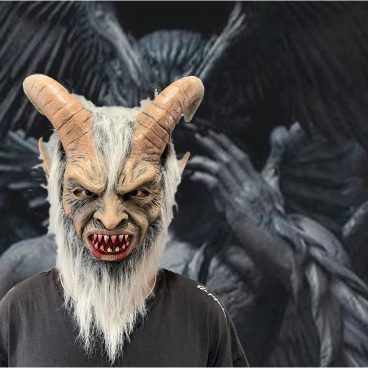 Dark Night Diablo Latex Mask, Realistic Face Mask, Halloween Christmas Party, Role Play, Bar Party Masks，   Masquerade Mask