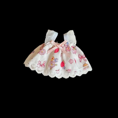 For Labubu 4.0 the Monsters Pin for Love Series Doll Clothes Mini Floral Skirt Dress for Mini Labubu Doll Clothes Accessories