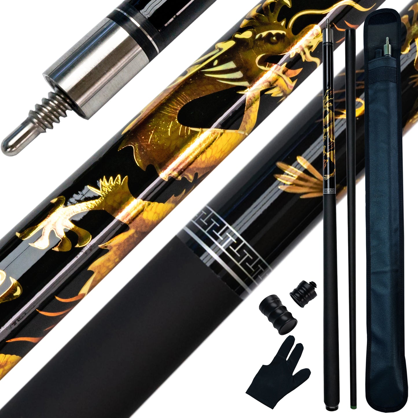 Professional Carbon Pool Cue Stick Bag With Chinese Dragon Design 12.5mm Tip Billiard Accessories  Gifts Ideal for Bars and Home