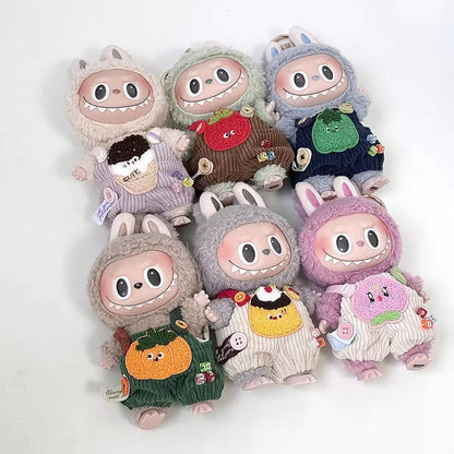 17cm Cute Mini Plush Doll'S Clothes Outfit Accessories Labubu Idol Dolls Donut Overalls Clothing DIY Kid Gift Strap Labubu Pants