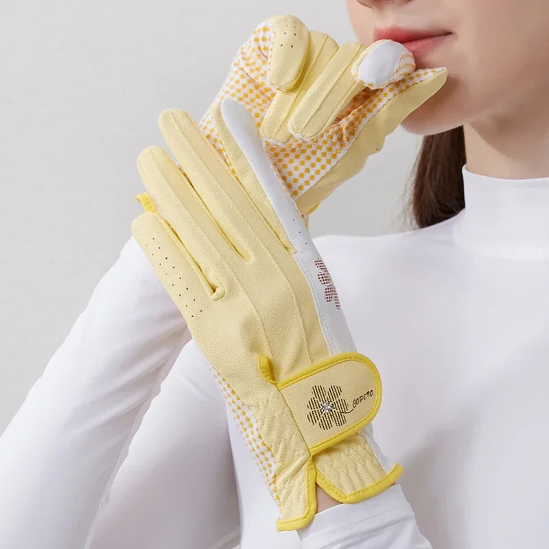 New Purple Golf Gloves Women Left and Right Hands Anti Slip Wear Resistant Breathable Gloves One Pair Golf Accessories