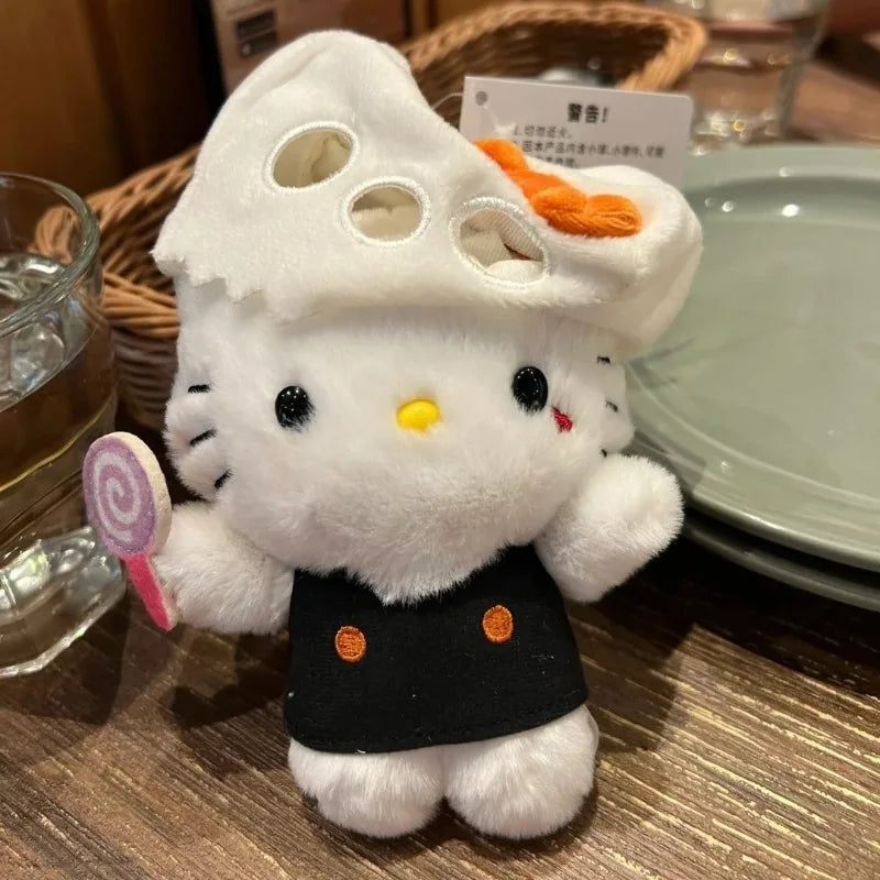 Kawaii Hello Kitty Plush Toy Keychain Halloween Ghost Anime Headband Removable Stuffed Bag Pendant Girl Accessories Doll Gift