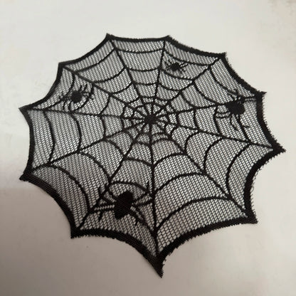 30cm Halloween Round Tablecloth Spider Web Disposable Bat Spider Tablerunner Lampshade Halloween Decoration Set