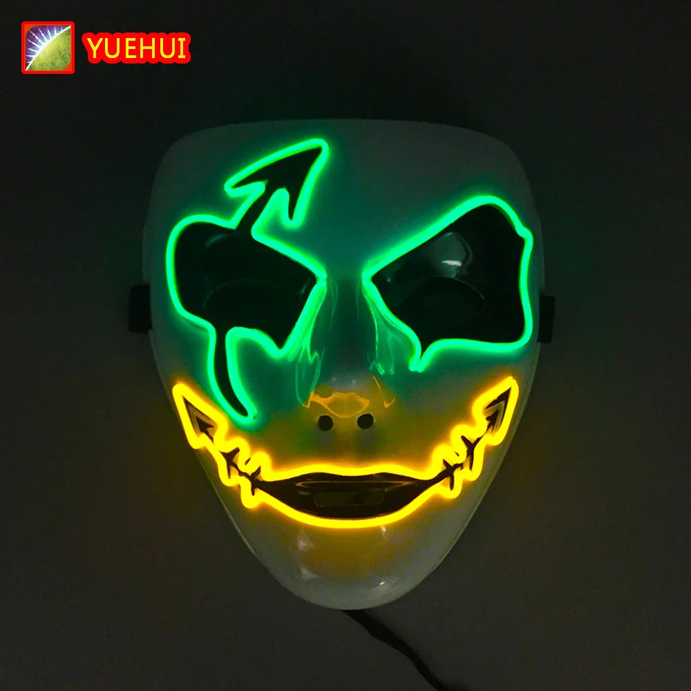 Shuffle Dance Mask Luminous Purge Mask Demon Slayer Glowing Masquerade Cosplay Mask for Halloween Horror Haunted House Props