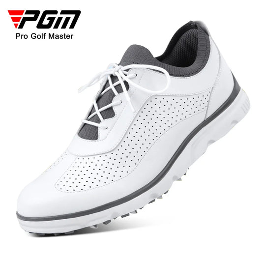 PGM Men Golf Shoes XZ202 Breathable Vent Soft Microfiber Leather Ultra-Light Lace-Ups Anti-Side Slip Nail Gym Sport Sneaker