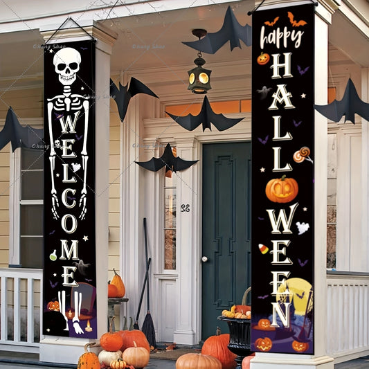 Halloween Hanging Door Curtain Banner Pumpkin Ghost Happy Halloween Decorations for Home Trick or Treat Horror Party Supplies