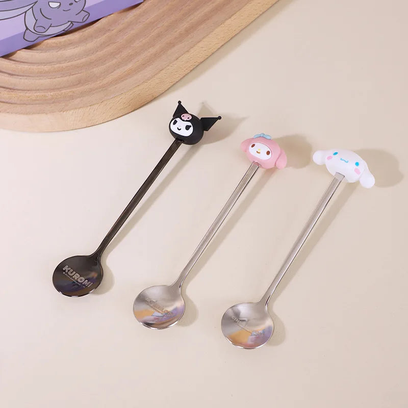 Sanrio Ceramic Mug My Melody Kuromi Cinnamoroll Anime Large Capacity Milk Cup With Spoon Mark Cup Lovers Coffee Cup Girl'S Gift