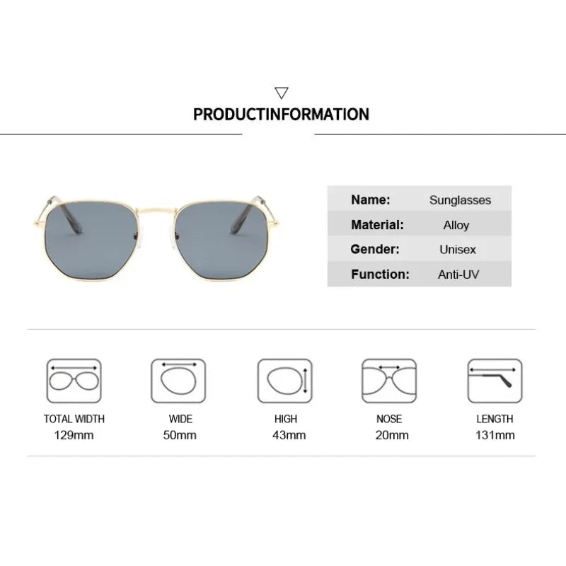 ONEVAN 2024 Vintage Square Sunglasses Women Brand Designer Sun Glasses Men/Women Retro Small Frame Metal Sunglass Shades Glasses