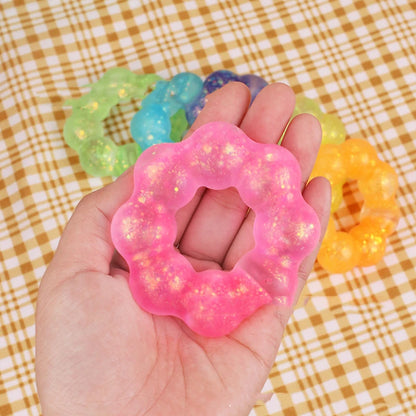 1 Pcs TPR Crystal Garland Transparent Donut Color Bracelet Squeeze Ball Decompression Vent Pinch Pull Kids Girl Toy Pendant Gift