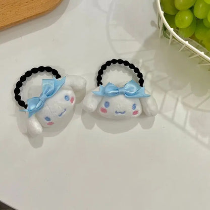 Sanrio Kawaii Cinnamoroll Fashion Cute Trendy Hair Rope Rubber Bands Scrunchie Headband Elastic Hair Bands Plush Hair Circle