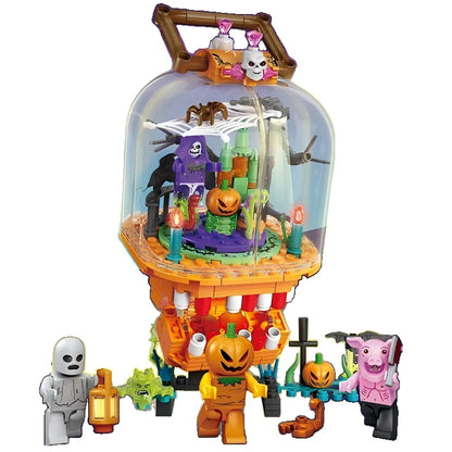 Halloween Creative Building Blocks Set MOC Halloween Hut Pumpkin Lantern Pumpkin House Decoration Assemble Bricks Kit Toys Gifts
