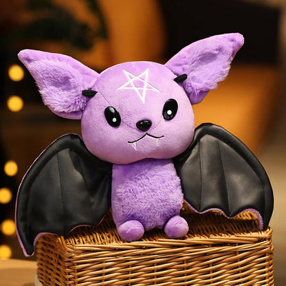 25cm Demon Bat Halloween Plush Toys Four-Color Dark Series Bats Cartoon Soft Model for Boys or Girls Christmas Halloween Gifts