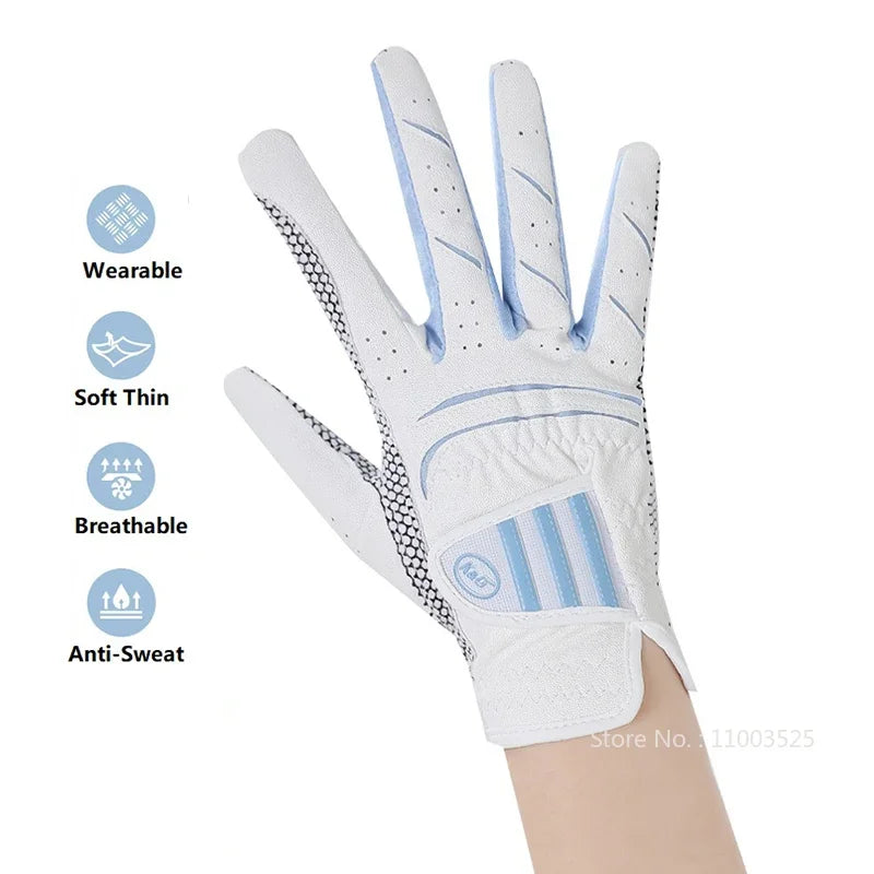 Golfist Women Golf Gloves Left Hand Right Hand Sport Mitten Quality PU Non-Slip Golf Gloves Breathable Palm Protection Handcover