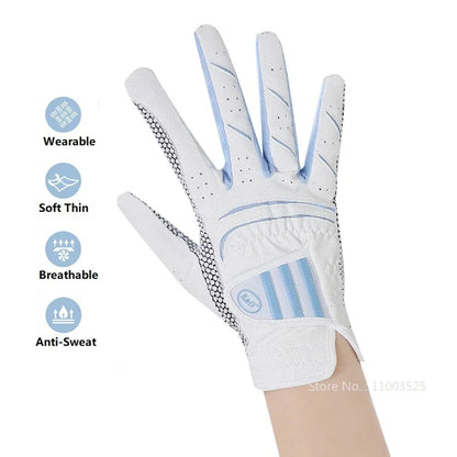 Golfist Women Golf Gloves Left Hand Right Hand Sport Mitten Quality PU Non-Slip Golf Gloves Breathable Palm Protection Handcover