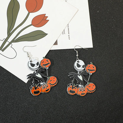 1pair Disney the Nightmare Before Christmas Earrings Jack Skellington Ear Studs for Girls Jewelry Accessories Halloween Gifts