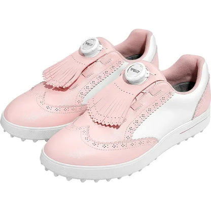 PGM Women Golf Shoes Removable Studs Waterproof Buttons Sports Shoes Non Slip Casual Microfiber Leather Sneakers