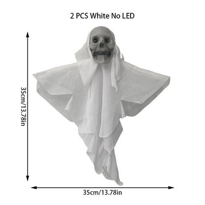 2PCS Halloween Decorations Party Hanging Skull Skeleton Ghost Ornament Horror Props Haunted Home Decoration Halloween Outdoor