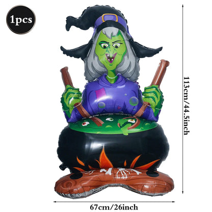 Halloween Decoration Balloons Large Witch Ghost Grim Reaper Tombstone Pumpkin Inflatable Foil Balloon Halloween Party Supplies