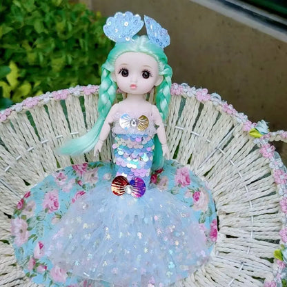24cm Bjd Sequin Mermaid Doll Joints Movable Fashion Clothes Wedding Dress Costume Clothes Girl Princess Play House Toy Gift