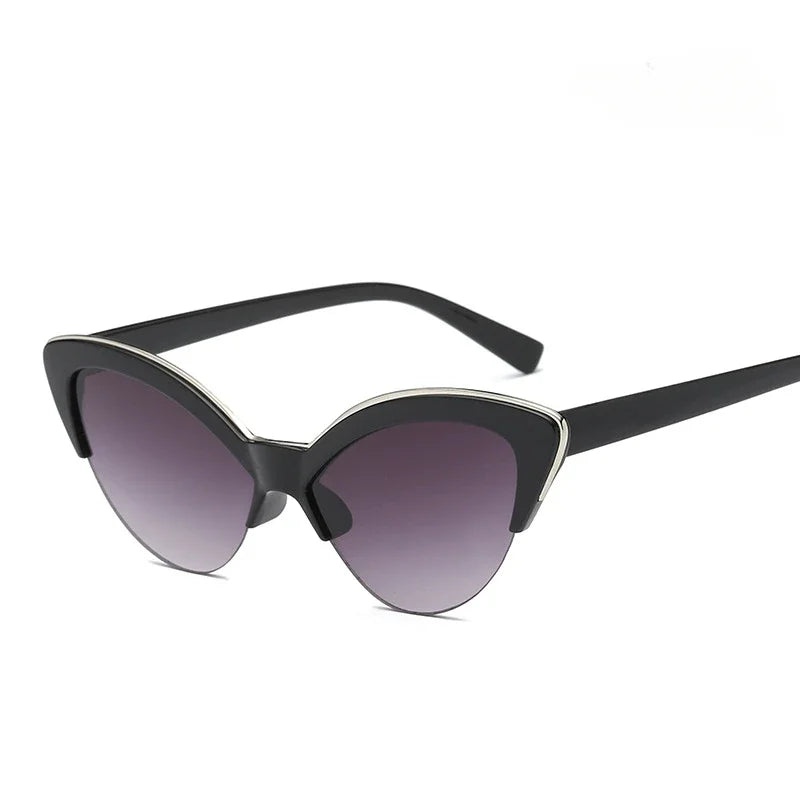 Vintage White Cat Eye Sun Glasses for Women Vintage New Fashion Small Half Frame Eyewear Trending Travel Sexy Woman Sunglasses