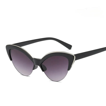 Vintage White Cat Eye Sun Glasses for Women Vintage New Fashion Small Half Frame Eyewear Trending Travel Sexy Woman Sunglasses