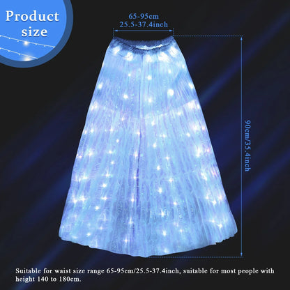 Light Up Skirt for Women LED Long Tutu for Girls Glow Dance Performance Outfits Rave Clothes Halloween Christmas Party Supplies