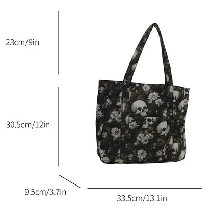 Trendy All Saints' Day Skull Print Decoration Women's Handbags Large Capacity Shoulder Bag Messenger Bag for Outings Halloween