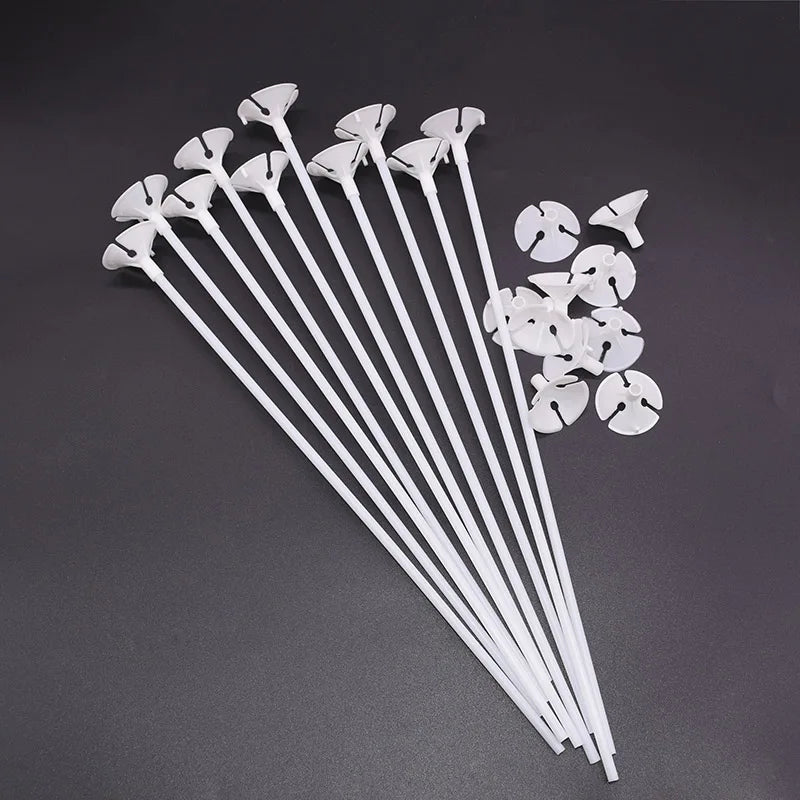 30cm Latex Balloon Stick White Balloons Holder Sticks With Cup Wedding Birthday Party Inflatable Balls Decoration Accessories