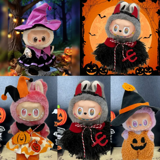 Only Clothing for Labubu Halloween Magical Witch Doll Costume Standing Posture 17cm Vinyl Doll Changing Doll Accessories Gift
