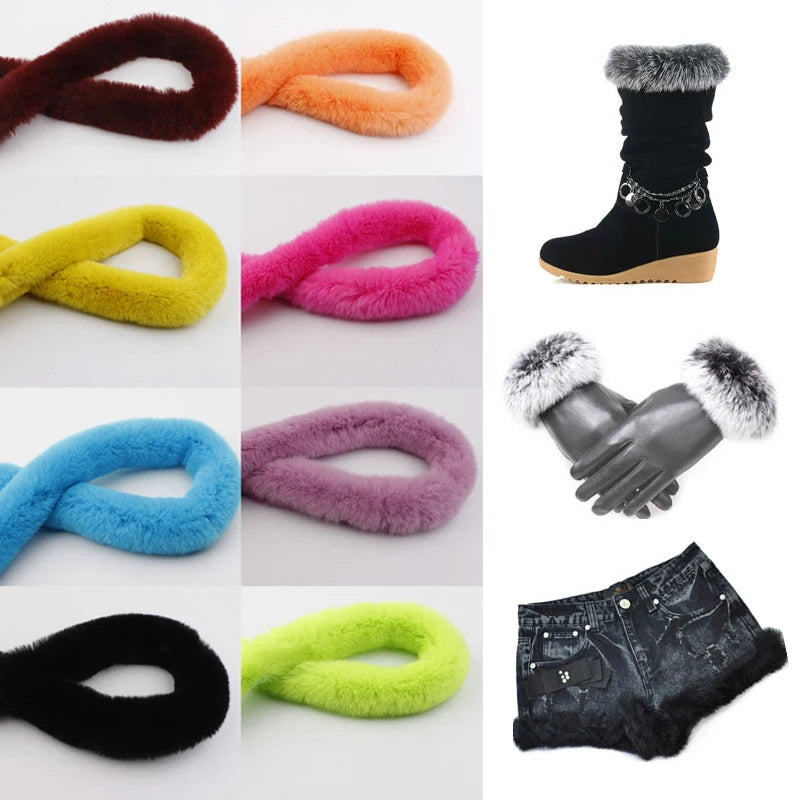 5M Artificial Rabbit Fur Ribbon Tapes Faux Fur Tape Trimming Ribbon Furry Fluffy Tape Garment Edge DIY Sewing Accessories