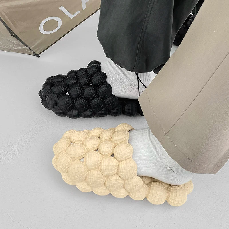 YISHEN Unisex Summer Slides for Women Indoor Slippers Bubble Slides Massage Litchi Sandals Fashion Designer Sandals Men Clogs