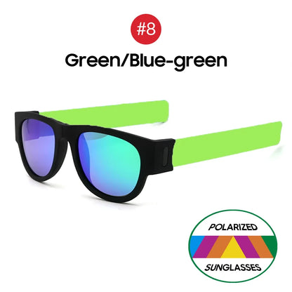 VIVIBEE Novelty Mirror Men Polarized Folding Sunglasses New Arrival Slap Sport Foldable Wristband Shades 2025 Trend Product