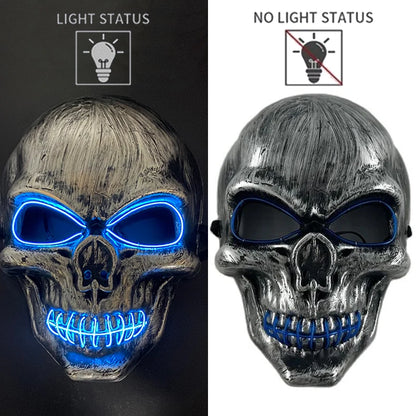 Halloween Scary Skull Skeleton Mask LED Light Up Mask for Halloween Festival Cosplay Costume Parties Carnival Night