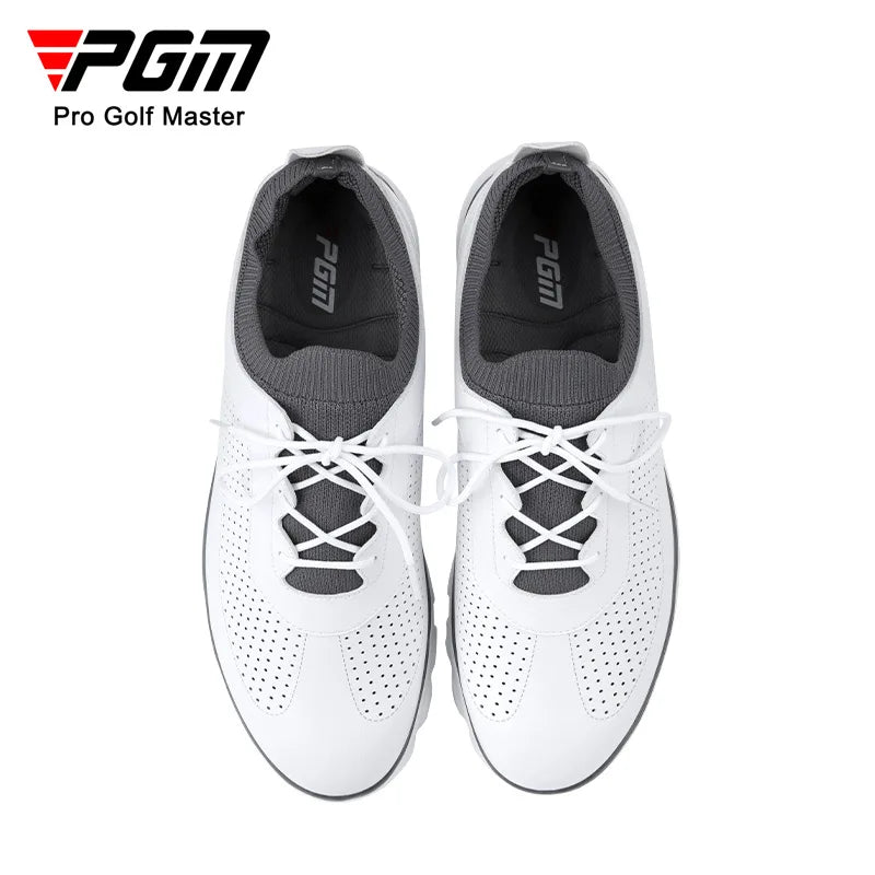 PGM Men Golf Shoes XZ202 Breathable Vent Soft Microfiber Leather Ultra-Light Lace-Ups Anti-Side Slip Nail Gym Sport Sneaker