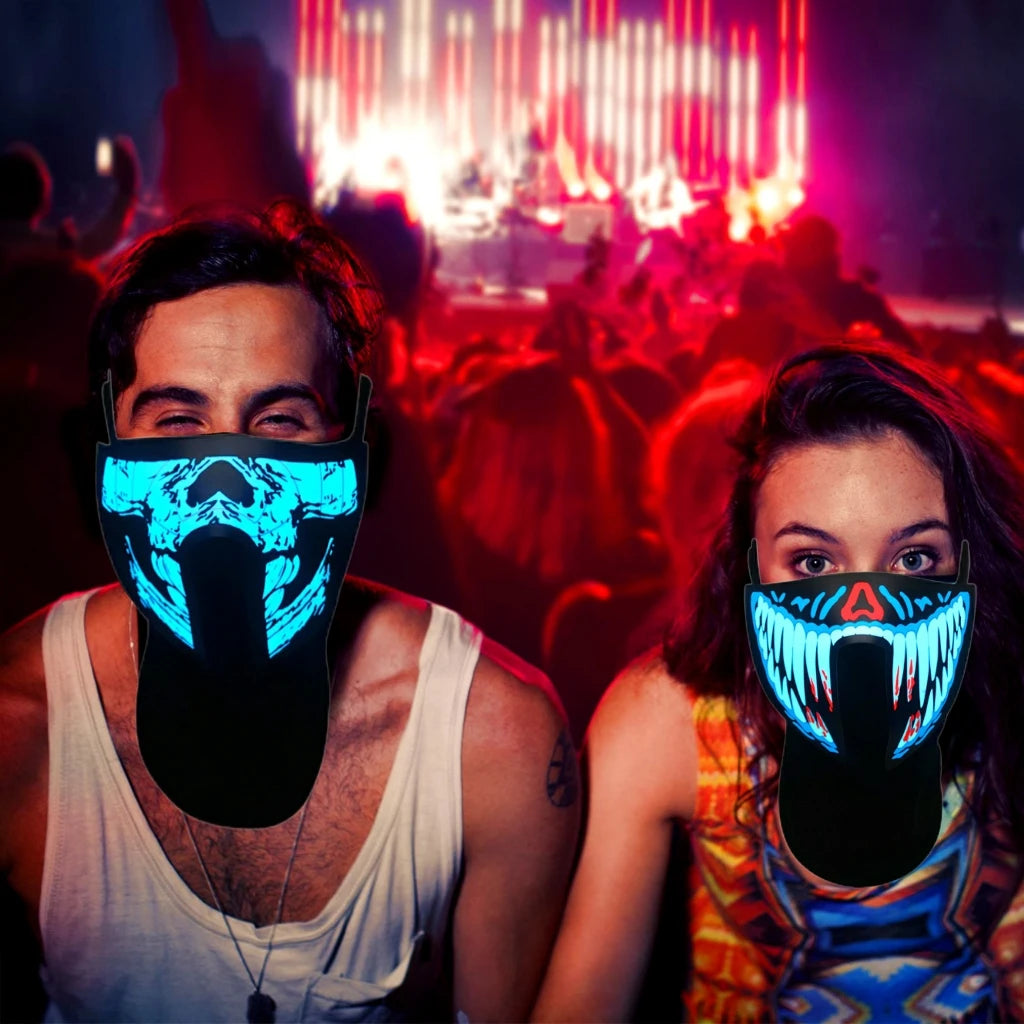 New Halloween Led Cold Light Mask Music Voice-Controlled Cold Light Light Party Mask Gift