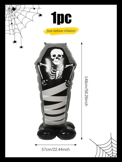 1pc Skull Tombstone Balloon, Halloween Theme Decoration, Skull Party, Garden Cemetery Decoration, Haunted House Decoration