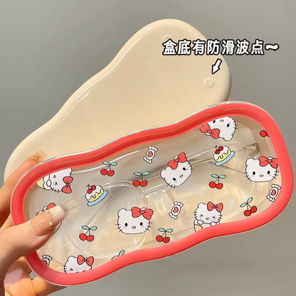Hello Kitty Glasses Case Sanrio Storage Box Anime Kawaii Cartoon Transparent Wave Sunglasses Protective Case Gifts for Girls