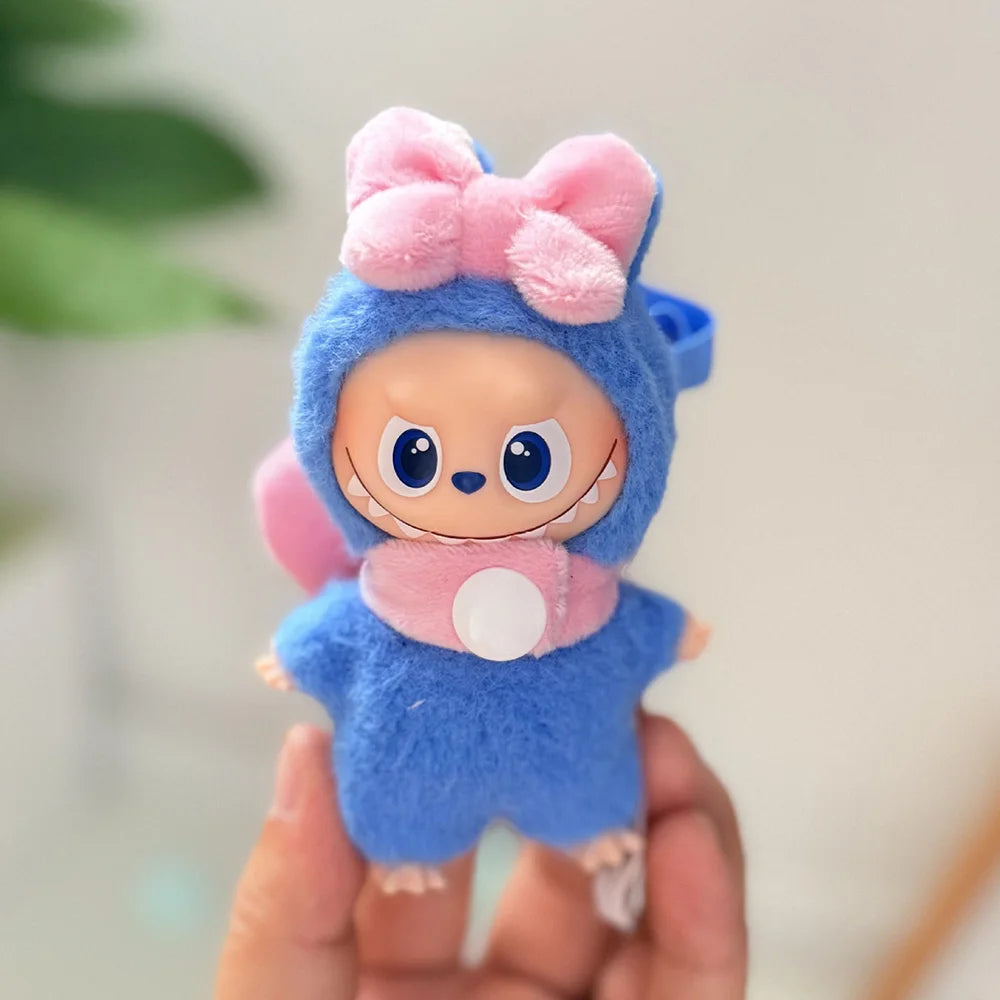 Mini Labubu Clothing Pink Bow Clothes for 10.5cm Labubu V4 the Monsters Pin for Love Series Doll Clothes Outfit Accessories