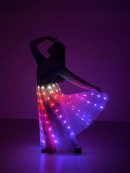 Light Up Skirt for Women LED Long Tutu for Girls Glow Dance Performance Outfits Rave Clothes Halloween Christmas Party Supplies