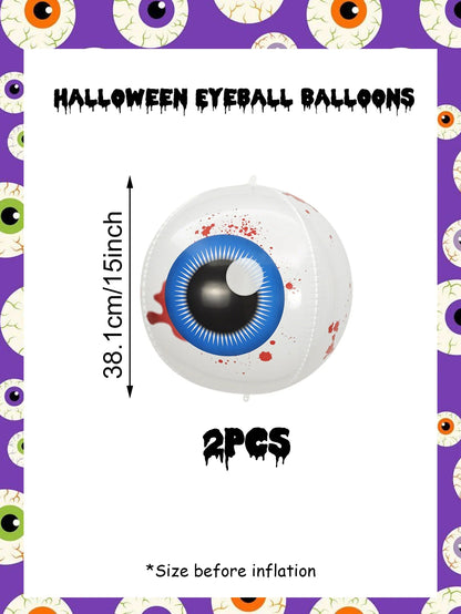 2/4pcs Halloween Horror Ghost Eye Balloons, 15 Inch 4D Aluminum Film Balloons, Suitable for Halloween Theme Party Decorations.