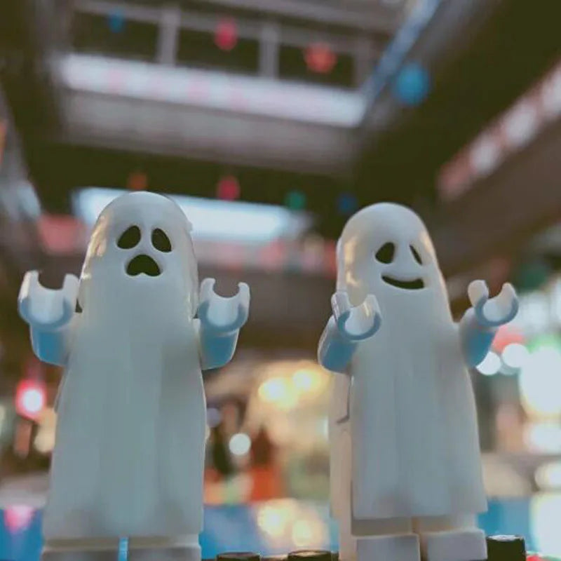 Horror Halloween Movie Stay Puft Luminous Smiling Crying Ghost Vitruvius Model Building Blocks Enlighten Brick Toys for Children