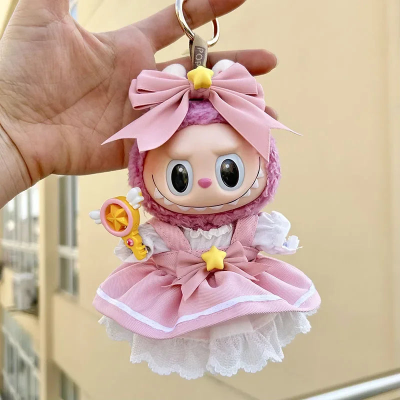 17cm Cute Baby Clothes Accessories for Korea Kpop Exo Labubu Idol Dolls Skirt Doll Clothes Clothing Fans Overalls