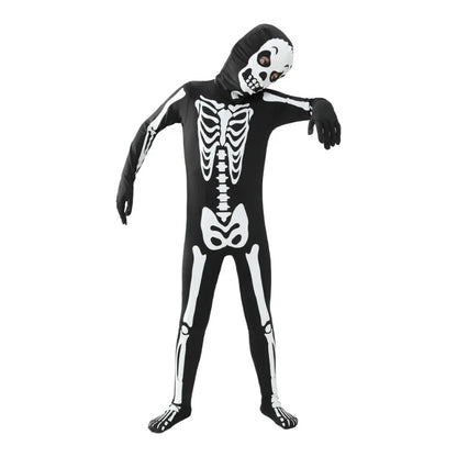 Boys Scary Zombie Halloween Costume Glow in the Dark Printed Skeleton Jumpsuit Kids Carnival Party Spooky Ghost Horror Jumpsuit