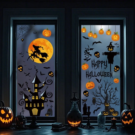 Halloween Decoration Spider Ghost Electrostatic Stickers Halloween Party Supplies Skull Glass Stickers