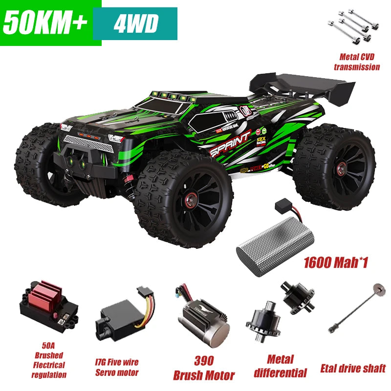 Rc Car Off Road 4x4 High Speed 80km/H Remote Control Car With LED Headlight Brushless 4WD 1/14 Monster Truck Toys for Boys Gift